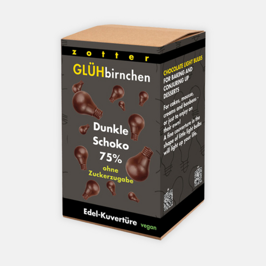 Vegane Glühbirnchen mit 75% Dunkler Schokolade (130g)